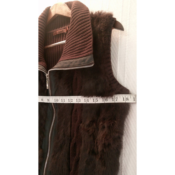 Belldini Brown Faux Fur Chunky Knit Vest- XL Y2K Luxury Boho Glam Layer Chic - Picture 7 of 10
